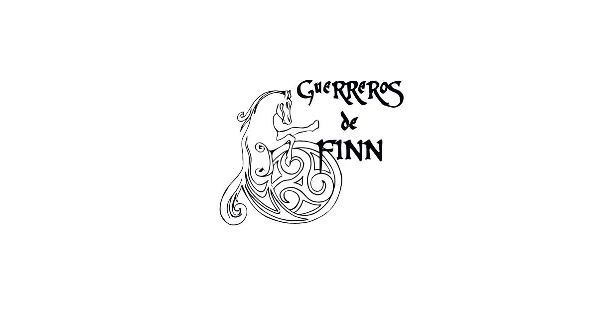 ogo de Guerreros de Finn con caballo celta y triskel, grupo organizador de la Noche de Druidas en Astures y Romanos Astorga