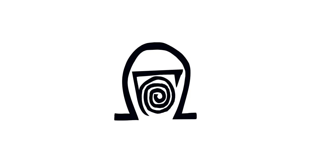 Logotipo de los Tiburi: símbolo celta en negro con arco superior y espiral doble en el centro sobre base rectangular, emblema de la tribu astur en Astures y Romanos Astorga