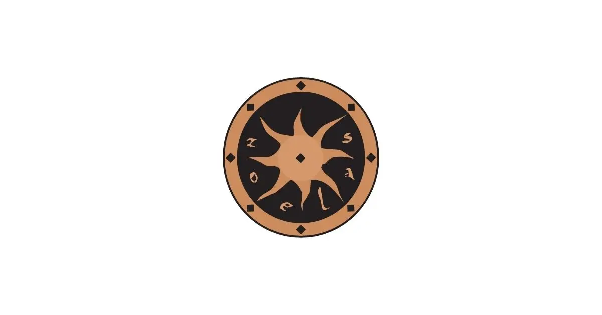 Logotipo de los Zoelas: escudo circular terracota y negro con sol de ocho puntas y las letras Z-O-E-L-A en escritura celta, símbolo de la tribu astur en Astures y Romanos Astorga